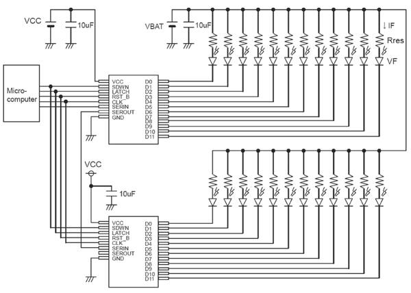 Application circuit for two cascaded BD8105FVs